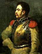 Theodore   Gericault portrait de carabinier oil on canvas